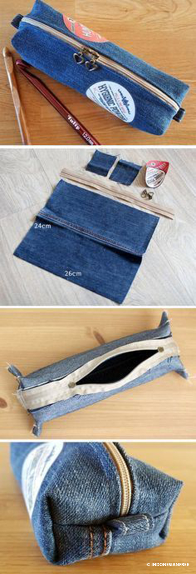 cara membuat dompet dari celana jeans bekas