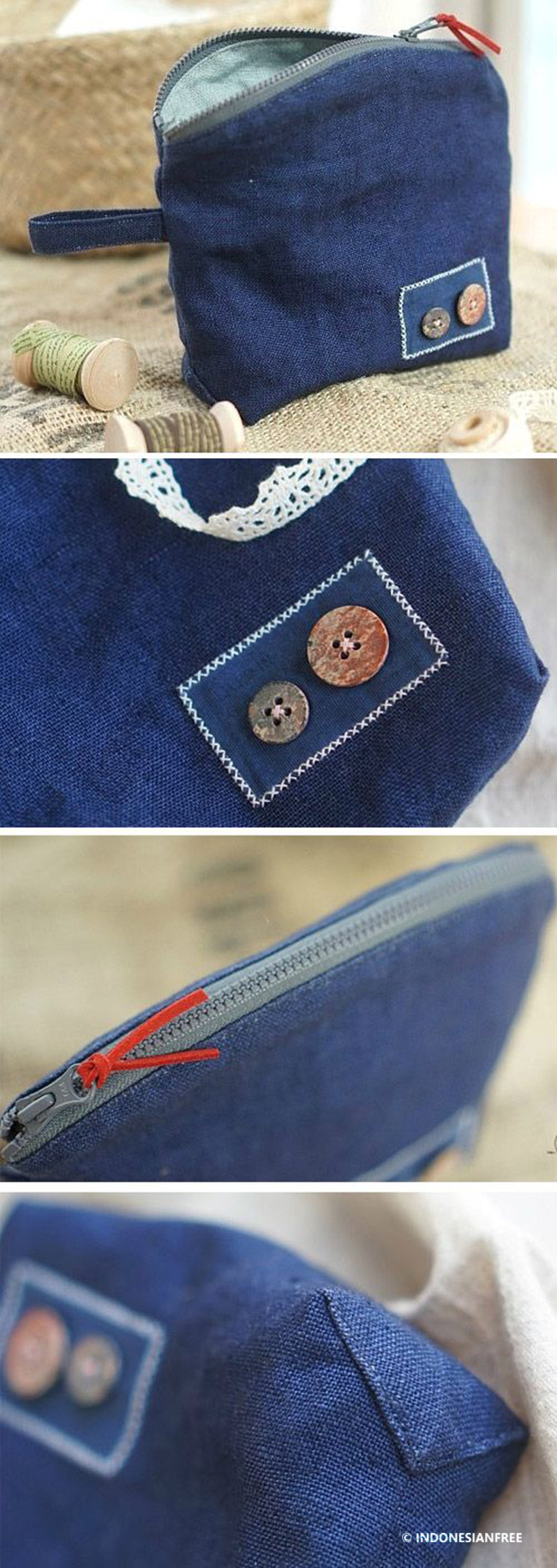 cara membuat dompet dari jeans bekas